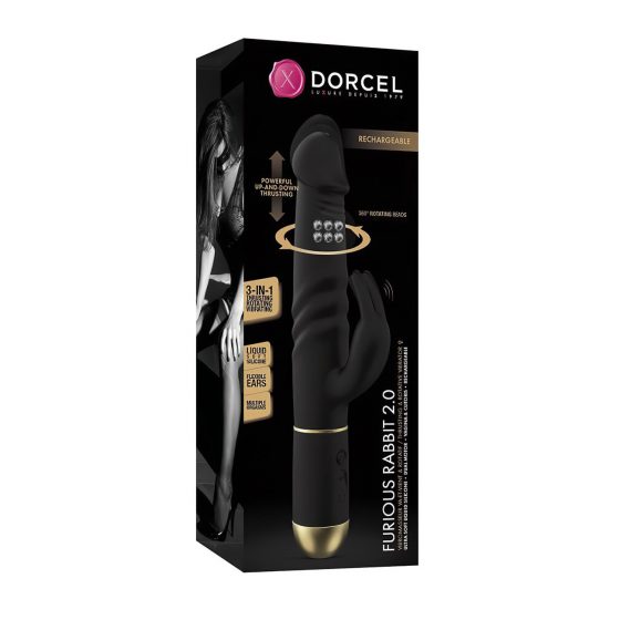 Dorcel Furious Rabbit 2.0 - nabíjací vibrátor s ramenom na klitoris (čierny)