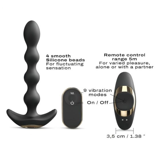 Dorcel Flexi Balls - bezdrôtový, rádiom ovládaný análny vibrátor (čierny)