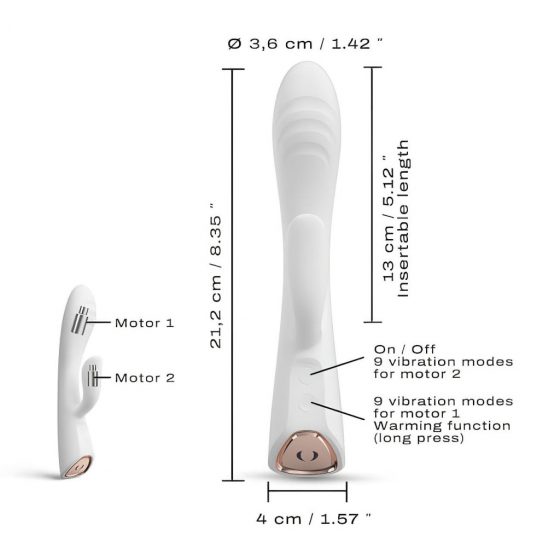 Dorcel Flexi Rabbit - nabíjací, vyhrievací vibrátor s ramenom na klitoris (biely)