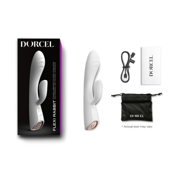 Dorcel Flexi Rabbit - nabíjací, vyhrievací vibrátor s ramenom na klitoris (biely)