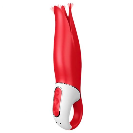 Satisfyer Power Flower - akumulátorový, vodotesný vibrátor (červený)