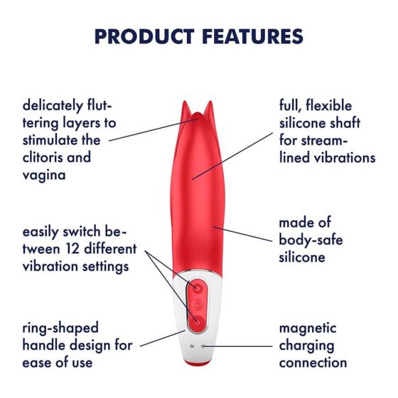 Satisfyer Power Flower - dobíjací, vodotesný vibrátor (červený)