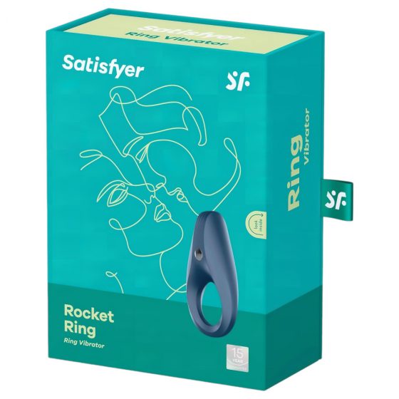 Satisfyer Rocket Ring - vodotesný, nabíjací krúžok na penis (sivo - modrý)