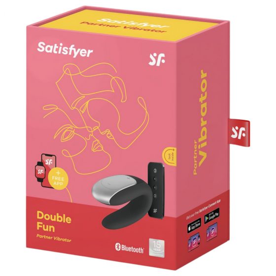 Satisfyer Double Fun - nabíjací smart párový vibrátor s diaľkovým ovládačom (čierny)