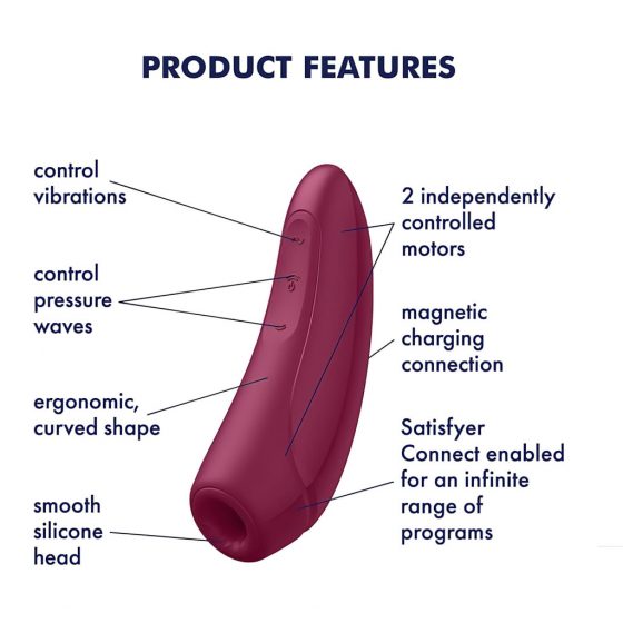 Satisfyer Curvy 1+ - nabíjací, vodotesný smart vibrátor na stimuláciu klitorisu (červená ruža)