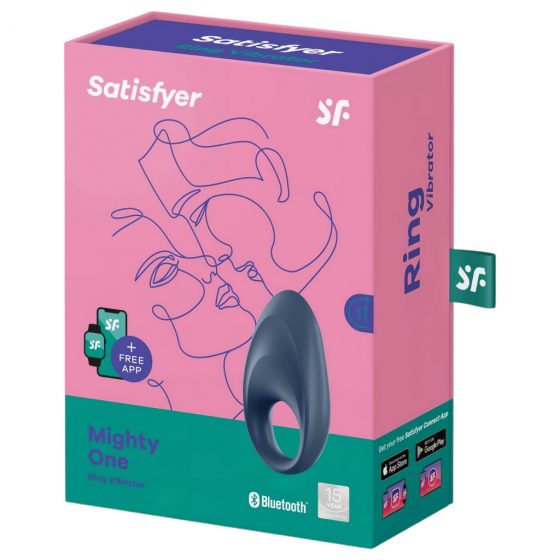 Satisfyer Mighty One - nabíjací, vodotesný smart krúžok na penis (modrý)