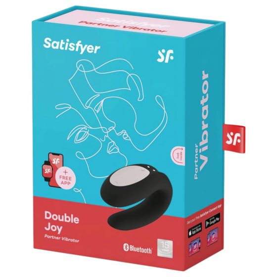 Satisfyer Double Joy - nabíjací, vodotesný, smart párový vibrátor (čierny)