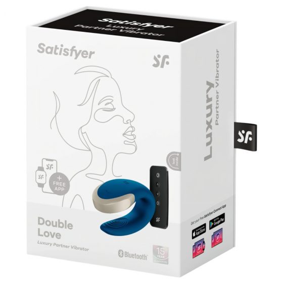 Satisfyer Double Love - nabíjací, vodotesný smart párový vibrátor s diaľkovým ovládačom (modrý)