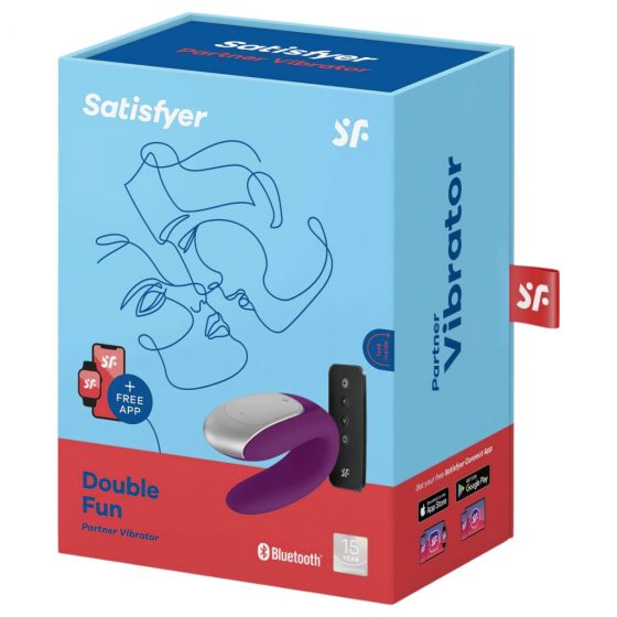 Satisfyer Double Fun - nabíjací, vodotesný smart párový vibrátor s diaľkovým ovládačom (fialový)