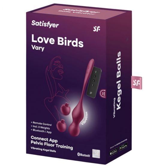 Satisfyer Love Birds Vary - inteligentná, kombinovateľná venušina guľa (bordová)