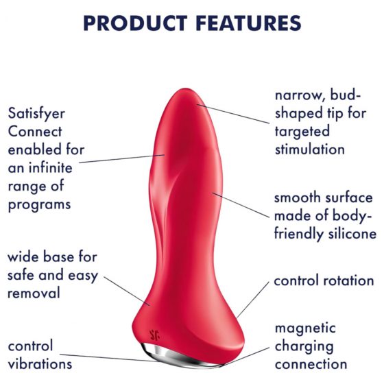 Satisfyer Rotator Plug 1 - smart nabíjací análny vibrátor s rotačnými guličkami (červený)