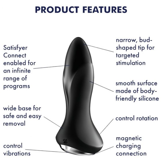 Satisfyer Rotator Plug 1 - smart nabíjací análny vibrátor s rotačnými guličkami (čierny)