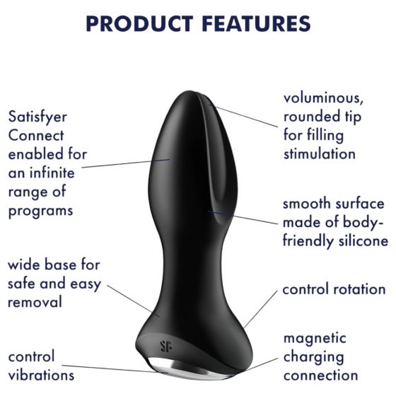 Satisfyer Rotator Plug 2 - nabíjací, rotujúci korálkový análny vibrátor (čierny)