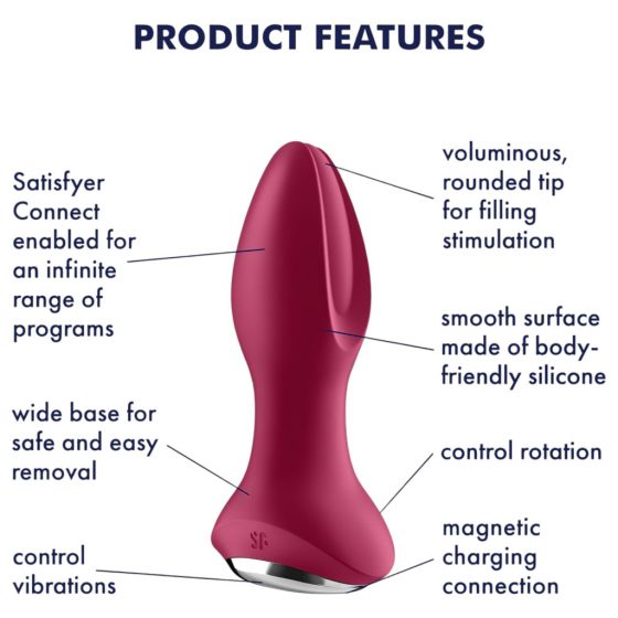 Satisfyer Rotator Plug 2 - nabíjací, rotujúci korálkový análny vibrátor (červená)