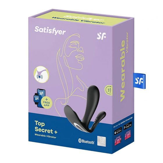 Satisfyer Top Secret Plus - inteligentný 3-ramenný vibrátor (čierny)