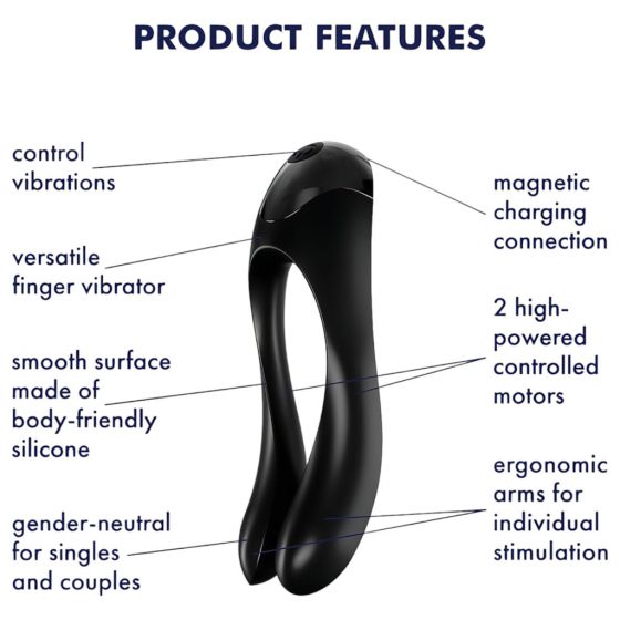 Satisfyer Candy Cane - nabíjací, vodotesný dvojitý vibrátor (čierny)