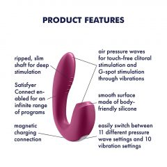   Satisfyer Sunray - nabíjací vibrátor 2in1 so vzduchovou vlnou (červený)