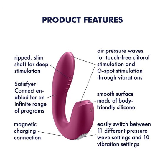 Satisfyer Sunray - nabíjací vibrátor 2in1 so vzduchovou vlnou (červený)