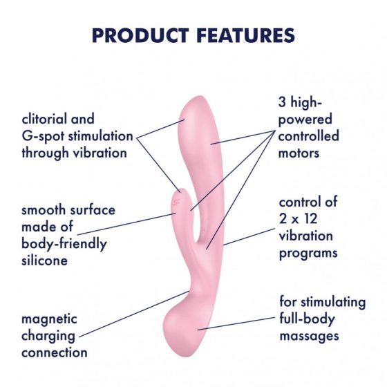 Satisfyer Triple Oh - dobíjací vibrátor s tyčinkou (ružový)