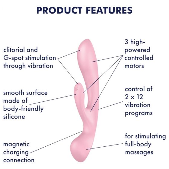 Satisfyer Triple Oh - dobíjací vibrátor s tyčinkou (ružový)