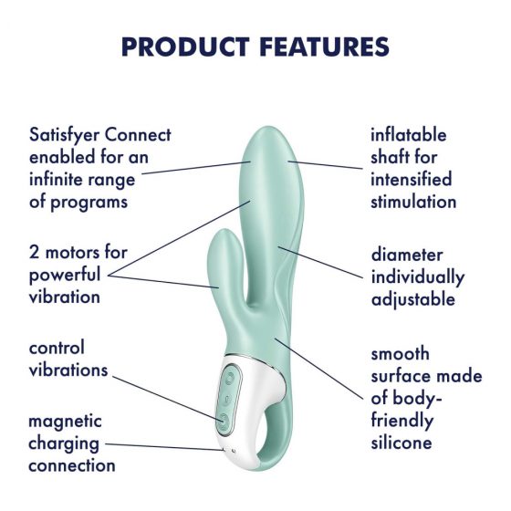 Satisfyer Air Pump Bunny 5 - inteligentný dobíjateľný vibrátor s pumpičkou (mentolový)