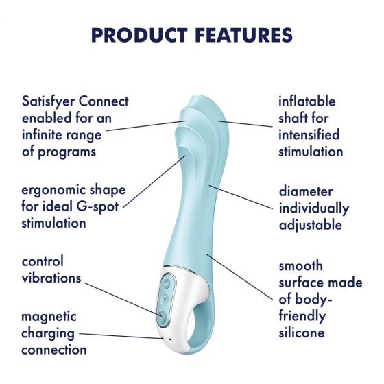 Satisfyer Air Pump Vibrator 5 - inteligentný dobíjateľný vibrátor s pumpičkou (modrý)