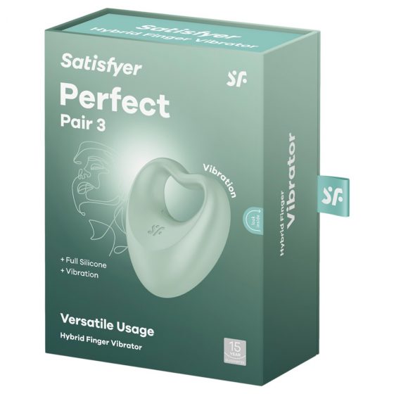 Satisfyer Perfect Pair 3 - 2v1 krúžok na penis a prstový vibrátor (zelený)