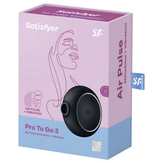 Satisfyer Pro To Go 3 - akumulátorový, vzduchovo-vlnový stimulátor klitorisu (čierny)