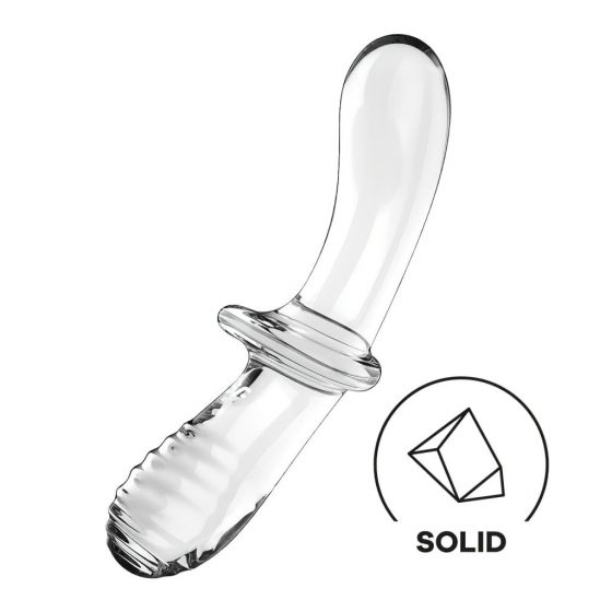 Satisfyer Double Crystal - sklenené dildo s 2 koncami (priesvitné)