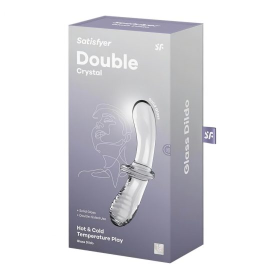 Satisfyer Double Crystal - sklenené dildo s 2 koncami (priesvitné)