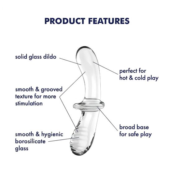 Satisfyer Double Crystal - sklenené dildo s 2 koncami (priesvitné)