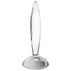   Satisfyer Sparkling Crystal - rebrované sklenené dildo (priehľadné)