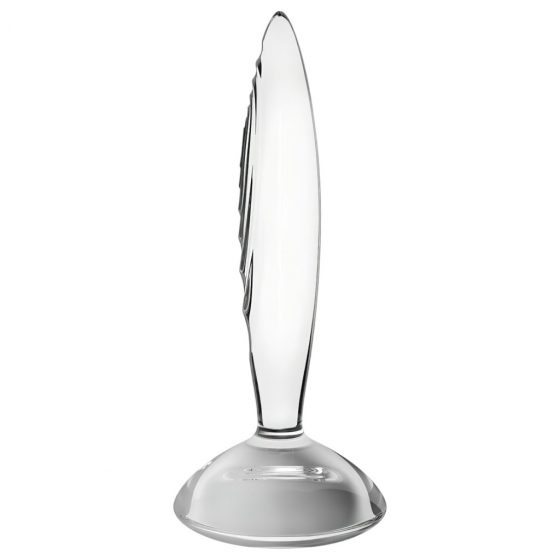 Satisfyer Sparkling Crystal - rebrované sklenené dildo (priesvitné)