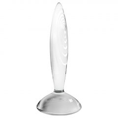   Satisfyer Sparkling Crystal - rebrované sklenené dildo (priehľadné)