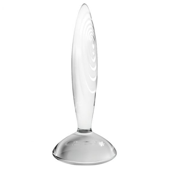 Satisfyer Sparkling Crystal - rebrované sklenené dildo (priesvitné)