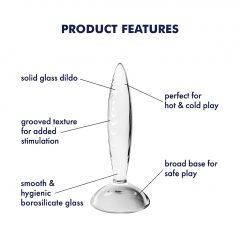   Satisfyer Sparkling Crystal - rebrované sklenené dildo (priesvitné)