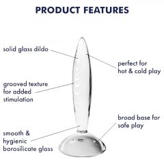   Satisfyer Sparkling Crystal - rebrované sklenené dildo (priehľadné)