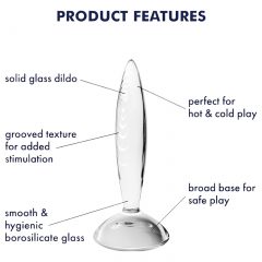   Satisfyer Iskrivý krištáľ - sklenené dildo s drážkami (priehľadné)