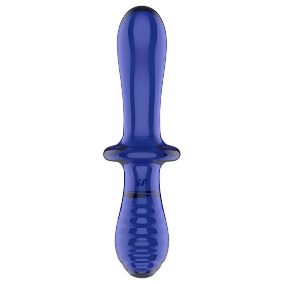 Satisfyer Double Crystal - sklenené dildo s 2 koncami (modré)