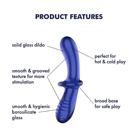 Satisfyer Double Crystal - sklenené dildo s 2 koncami (modré)