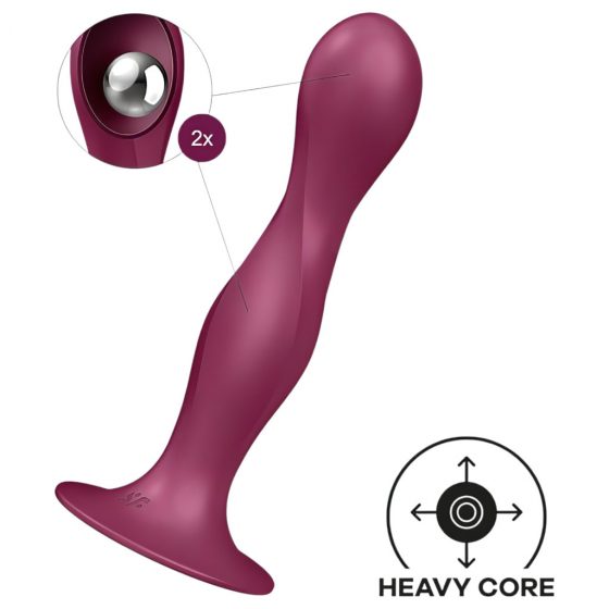 Satisfyer Double Ball-R - zaťažené dildo s lepivými nožičkami (červené)