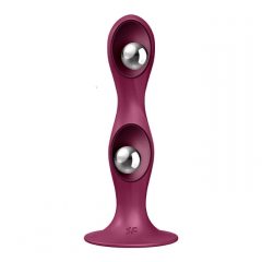   Satisfyer Double Ball-R - zaťažené dildo s lepivými nožičkami (červené)