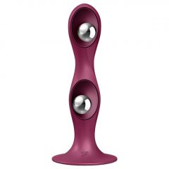   Satisfyer Double Ball-R - zaťažené dildo s lepivými nožičkami (červené)