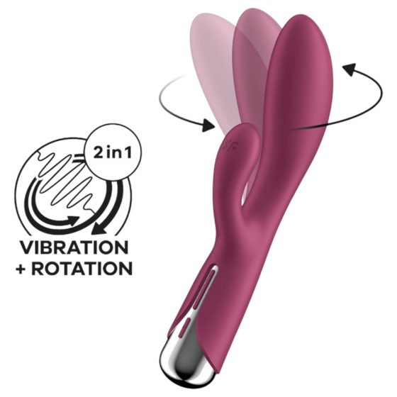 Satisfyer Spinning Rabbit 1 - rotačný vibrátor s rotujúcou pákou (červený)