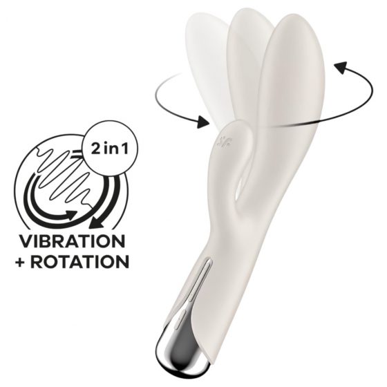 Satisfyer Spinning Rabbit 1 - rotačný vibrátor s rotujúcou pákou (béžový)