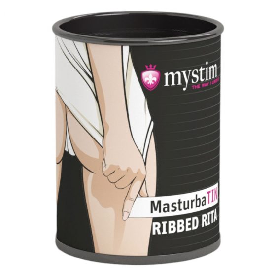 Mystim MasturbaTIN Ribbed Rita - rebrovaný masturbátor (biely)