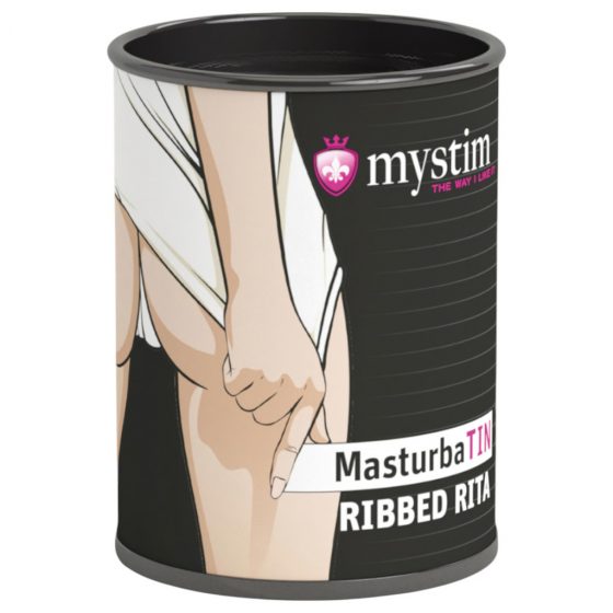 Mystim MasturbaTIN Ribbed Rita - rebrovaný masturbátor (biely)