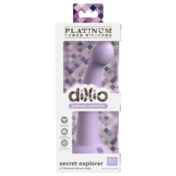 Dillio Secret Explorer - silikónové dildo s lepkavými prstami (17 cm) - fialové