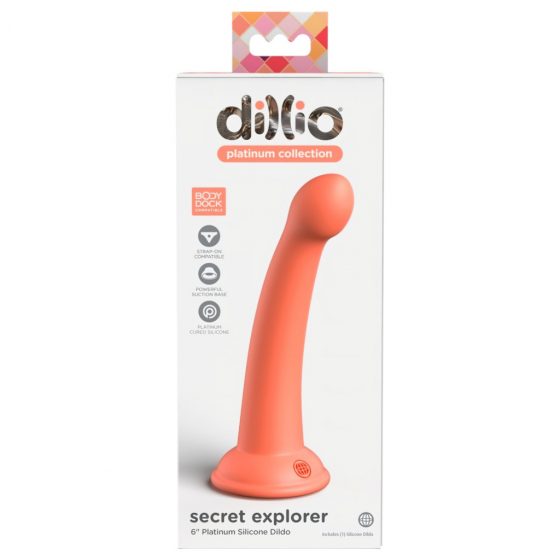 Dillio Secret Explorer - prísavkový žaluďový dildo (17 cm) - oranžový