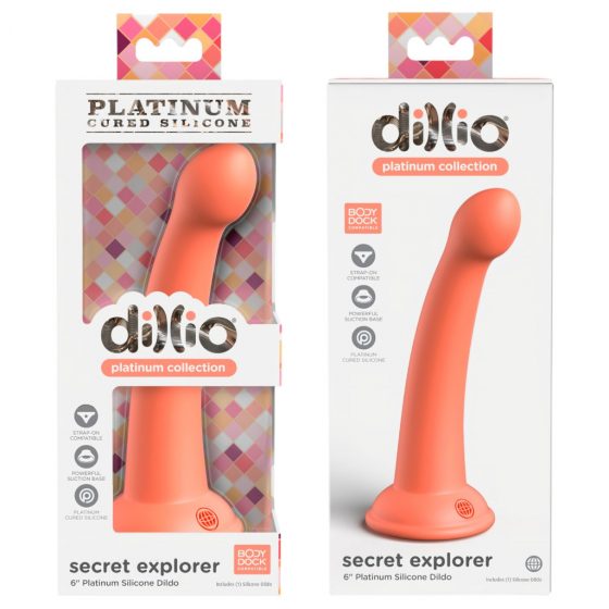 Dillio Secret Explorer - prísavkový žaluďový dildo (17 cm) - oranžový